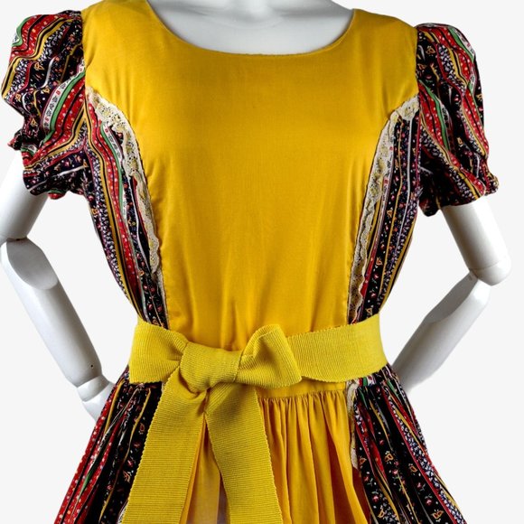 Vintage 1960s Folk Dress Square Dance Western M/L - Picture 2 of 14